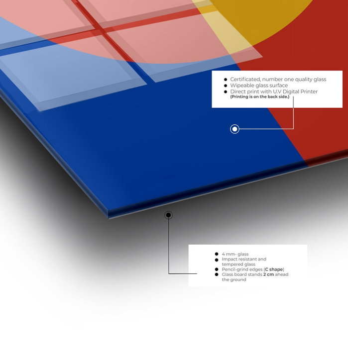 Wallity Cuadro Decorativo de Vidrio Templado Multicolor 70 x 100 cm